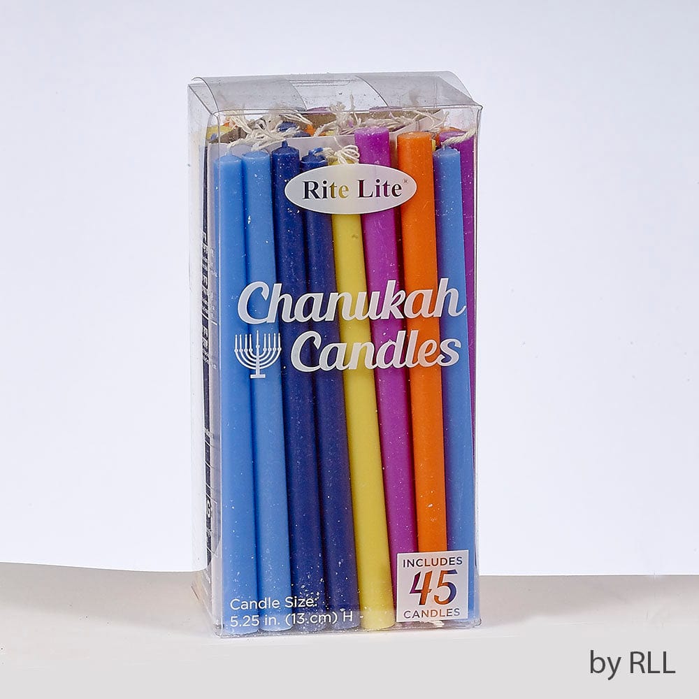 Majestic Giftware Candele Per Hanukkah Fatte A Mano Da Safed, 45 Pezzi, 15 Cm - Blu, Giallo, Rosso