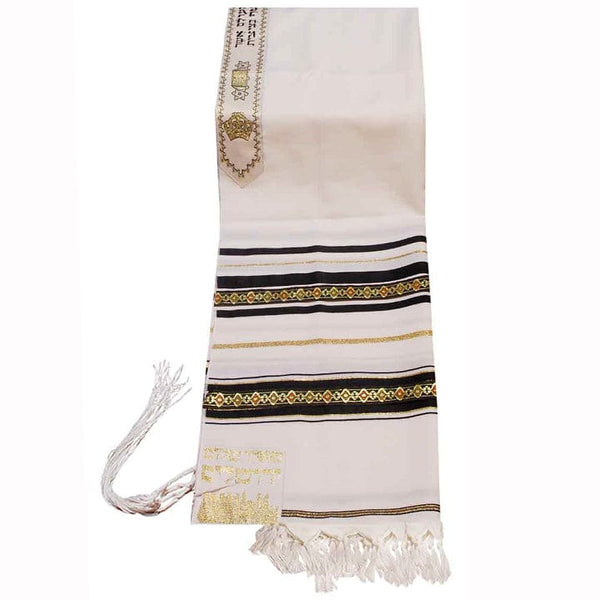 Wool Tallit with Decorative Ribbon Style # 7