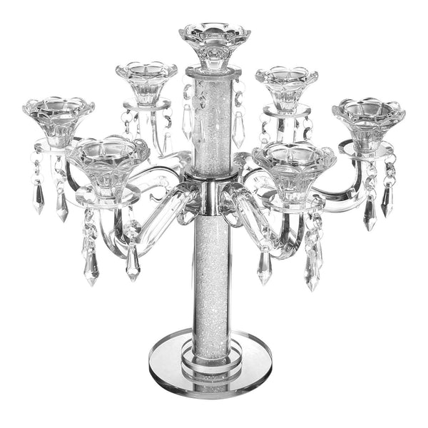 Candelabra 7 Branch with Hanging Crystals 13"-0