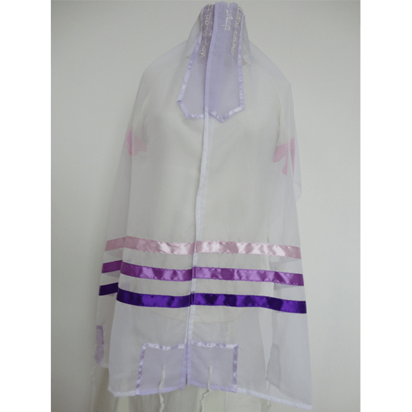 Tallit for women with Lilac and Purple Stripes, Bat Mitzvah Tallit, Tallit for Girl