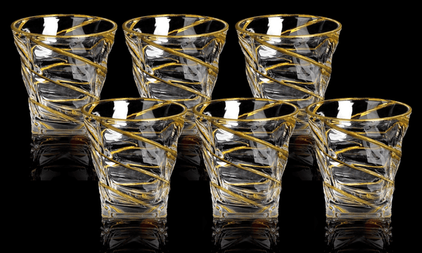 6 Crystal Glass with Twisted Gold Design 11 oz.-0