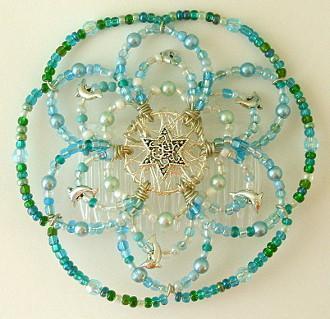 Beaded Kippah For Women In 50 Color Designs ! Dolphins in the Deep Green Sea 