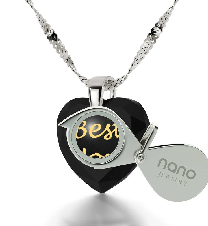 "Best Mom", 925 Sterling Silver Necklace, Zirconia Necklace 