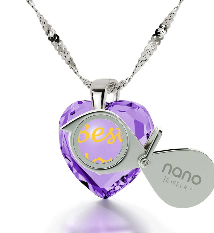 "Best Mom", 925 Sterling Silver Necklace, Zirconia Necklace 