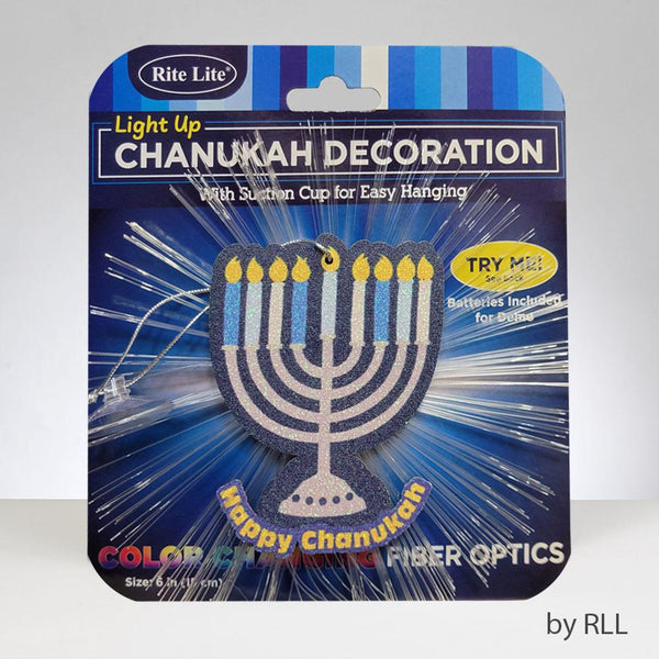 Chanukah Light Up Deco,color Changing Fiber Optic,6",batt Op,card Chanukah 