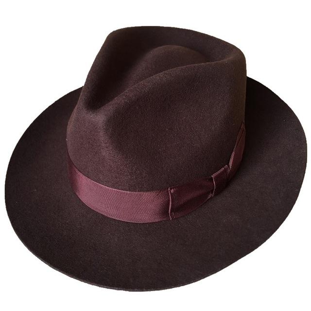 Classic Men's Wool Felt Fedora Hat in Colors Brown S 55cm 