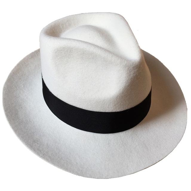 Classic Men's Wool Felt Fedora Hat in Colors White S 55cm 