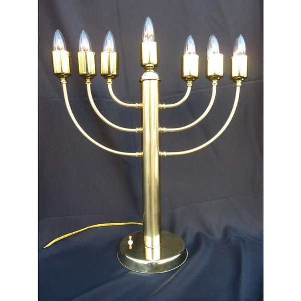 Classic Rounded Display Brass Electric Menorah 8 Lights 