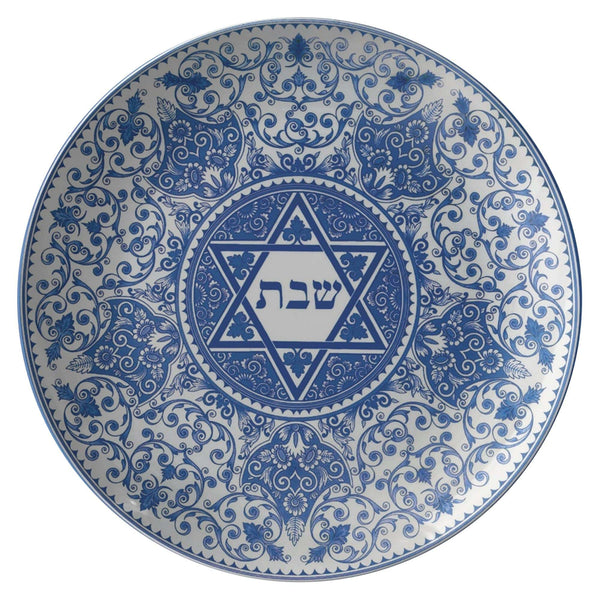 Classic Shabbat Plate Blue Floral Star of David Dinnerware Single Plate 