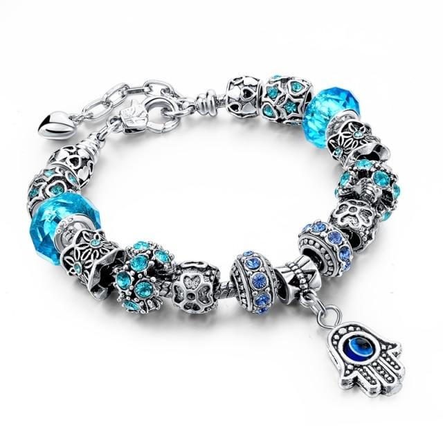 Crystal Hamsa Charms Bracelet bracelet Blue 