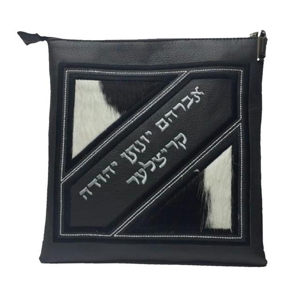 Custom Genuine Leather Tallit & Tefillin Bag Personalized Black 