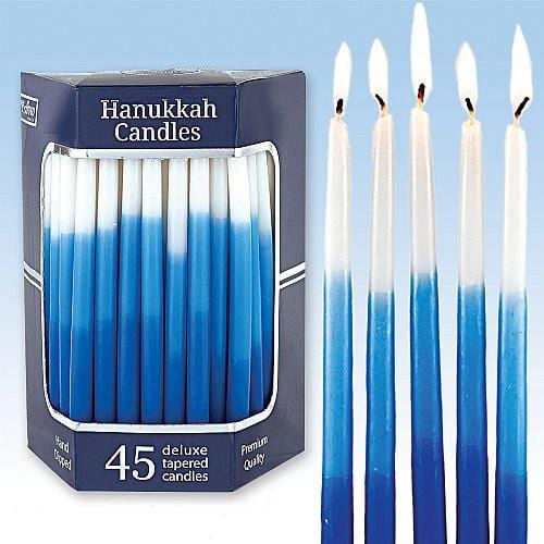 Deluxe Tapered Blue Tri- Colored Hanukkah Candles Candles 