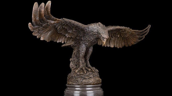 Eagle Hawk Bronze Copper Marble Statue Sculpture Figurine 
