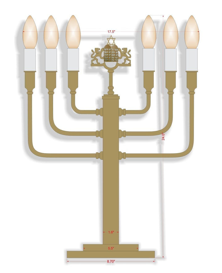 Electric Brass Menorah Custom 6,7,8,9 Branch Menorah 