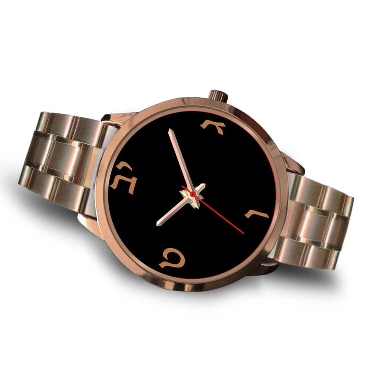 Elegant Hebrew Dial Wrist Watch Rose Gold Watch 