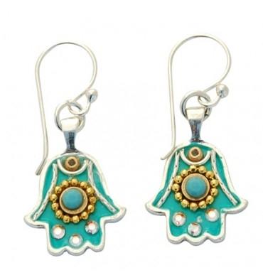 Hamsa Earrings in 9 Color Options- Small Turquoise 