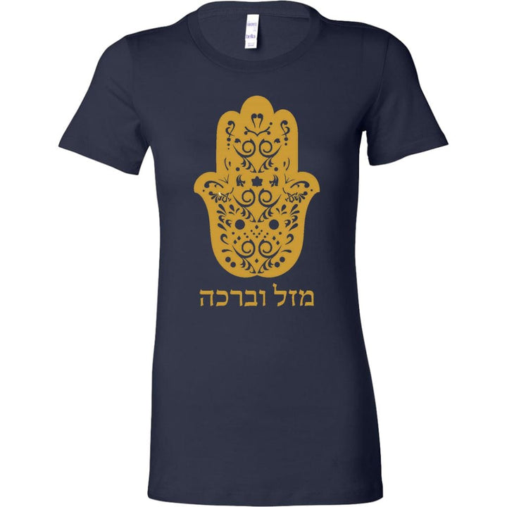 Hamsa Mazel Women's Apparel Tops T-shirt Bella Womens Shirt Navy S