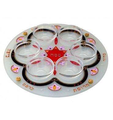 Hand Painted Passover Seder Plate Red 