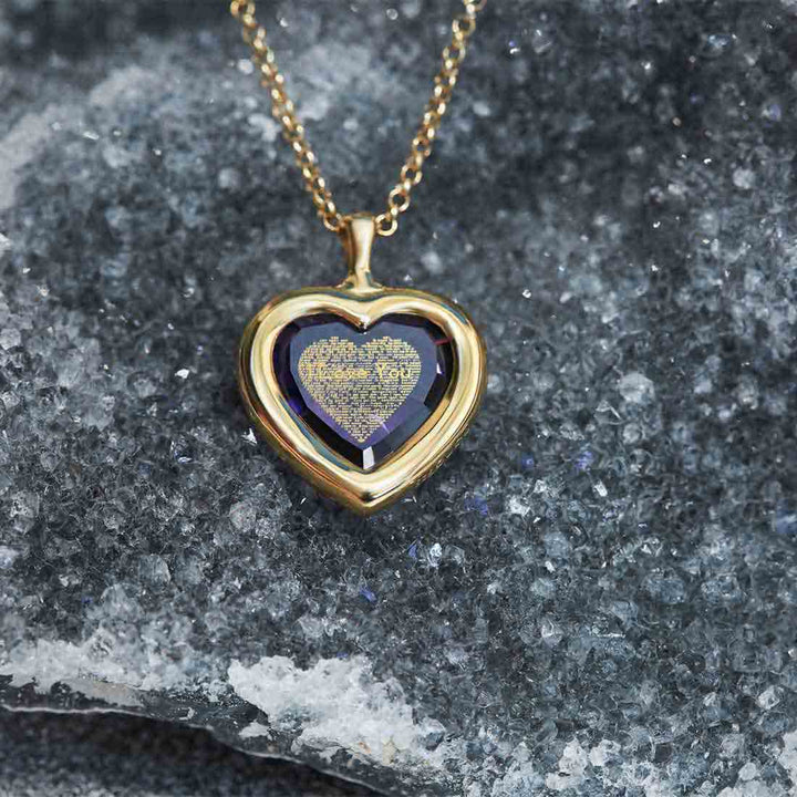"I Love You" in 120 Languages, Sterling Silver Gold Plated (Vermeil) Necklace, Zirconia Necklace 
