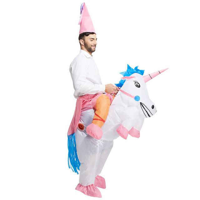 Inflatable Riding Purim Costumes for adults White Unicorn 