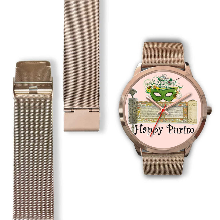 Jewish Purim Gift Watch Rose Gold Purim Timepiece Rose Gold Watch 
