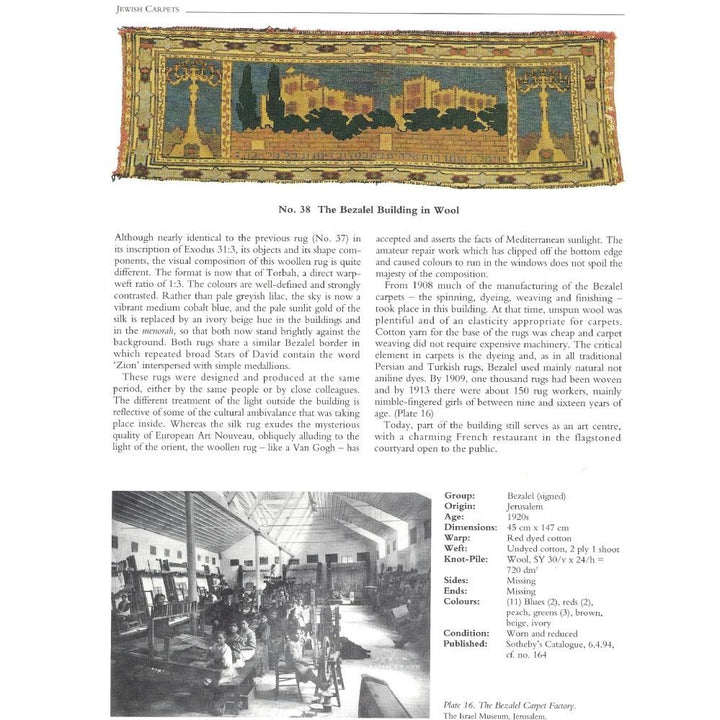 Jewish Tapestry - Tomb Of Rachel Antique Silk Bezalel Rug 