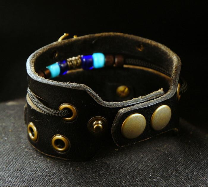 Leather Hamsa Protective Charm Bracelet 