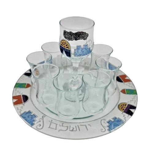 Lily Art - 50724-wine divider with rotating plate+8 cups 30x17 c"m Judaica Art Gifts 