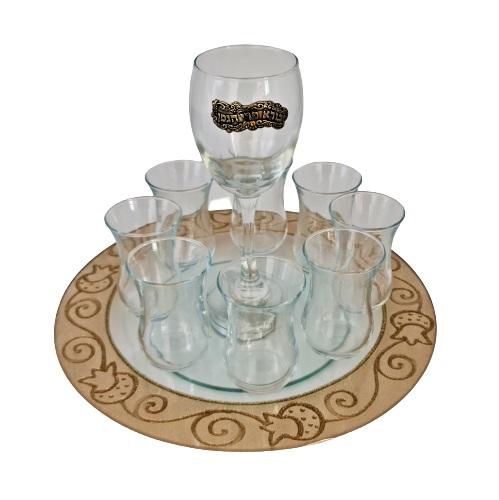 Lily Art - 50725-wine divider with rotating plate+8 cups 30x17 c"m Judaica Art Gifts 