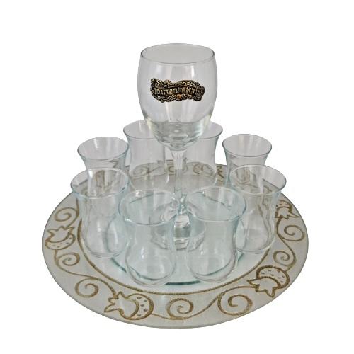 Lily Art - 50726-wine divider with rotating plate+8 cups 30x17 c"m Judaica Art Gifts 