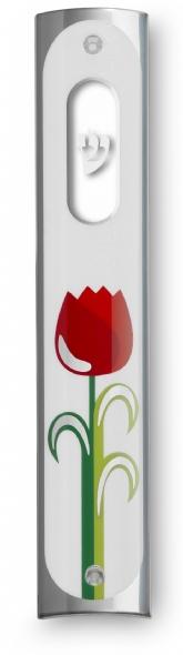 Modern Mezuzah Scroll Cases - Graphic Technology Tulip Flower 
