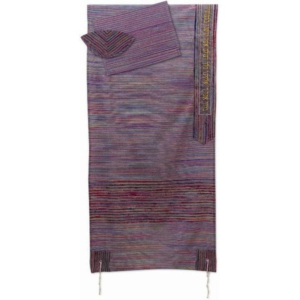Multi Color Hand Knit Wool Tallit Prayer Shawl Set 