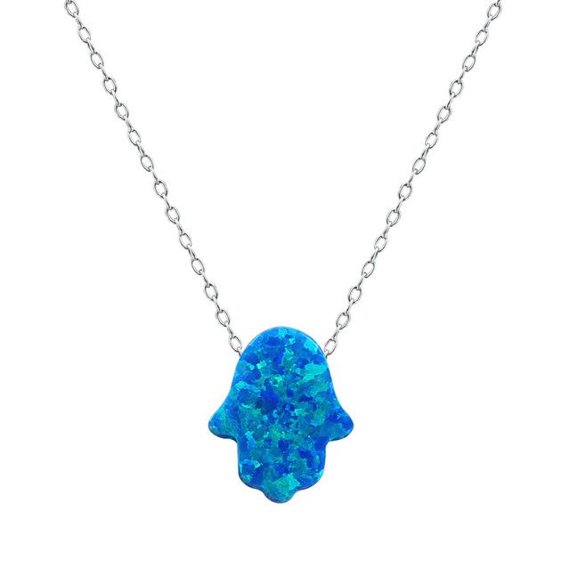 Opal Necklace Pendants in 8 Colors 925 Silver Blue 13mm x 11mm 45 cm length