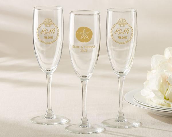 Personalized Champagne Flute - Baby Shower Personalized Champagne Flute - Beach Tides 