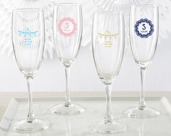 Personalized Champagne Flute - Baby Shower Personalized Champagne Flute - Rustic Charm Baby Shower 