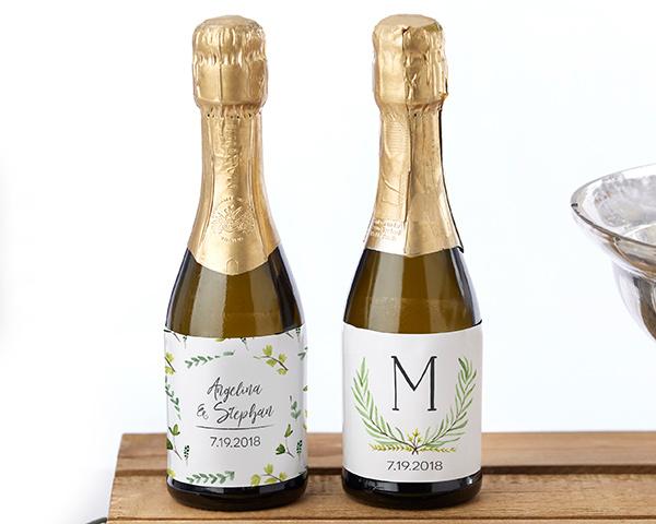 Personalized Mini Wine Bottle Labels - Eat, Drink, & Be Married Personalized Mini Wine Bottle Labels - Botanical Garden 