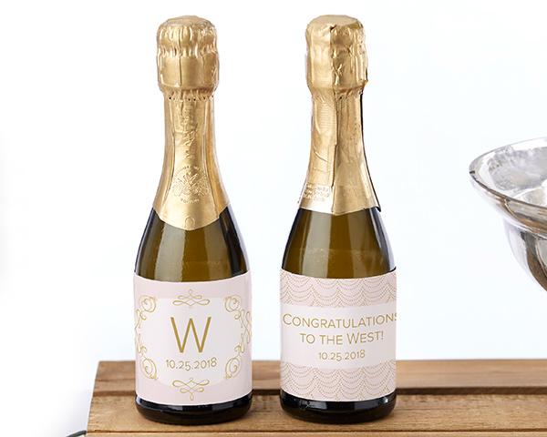 Personalized Mini Wine Bottle Labels - Eat, Drink, & Be Married Personalized Mini Wine Bottle Labels - Modern Romance 