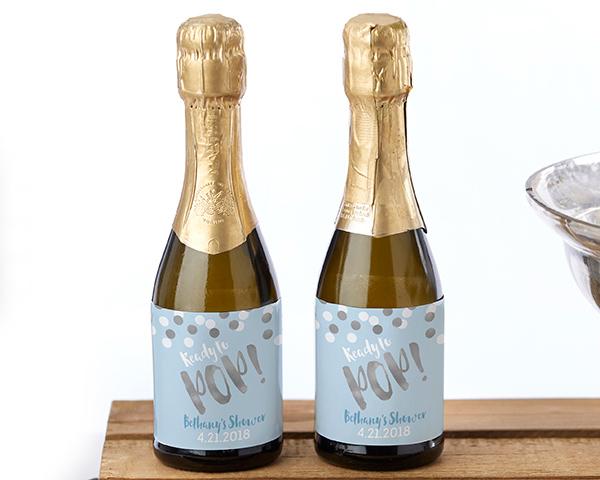 Personalized Mini Wine Bottle Labels - Eat, Drink, & Be Married Personalized Mini Wine Bottle Labels - Ready to Pop (Boy) 