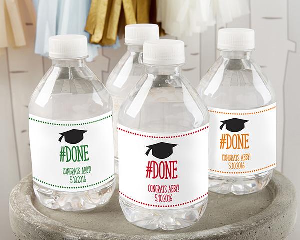 Personalized Water Bottle Labels - Kate's Nautical Wedding Collection Personalized Water Bottle Labels - #Done Graduation 