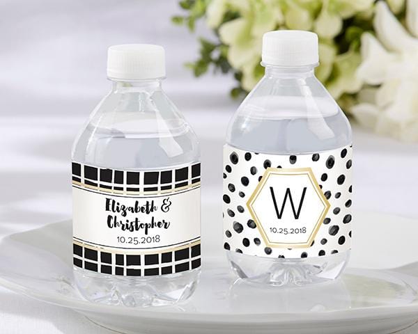 Personalized Water Bottle Labels - Kate's Nautical Wedding Collection Personalized Water Bottle Labels - Modern Classic 