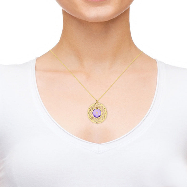 "Priestly Blessing", Sterling Silver Gold Plated (Vermeil) Necklace, Zirconia Necklace 