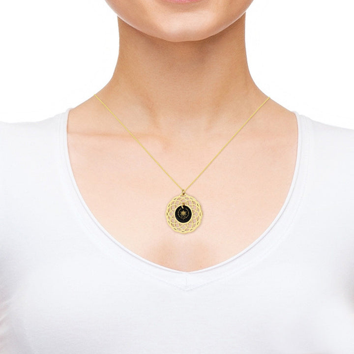 "Priestly Blessing", Sterling Silver Gold Plated (Vermeil) Necklace, Zirconia Necklace 
