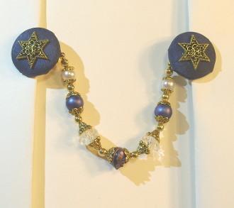 Silk Tallit Clips For Men & Women In Color Choices Navy Blue and Gold 