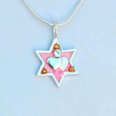 Star of David Necklace Israel Symbols Pink 