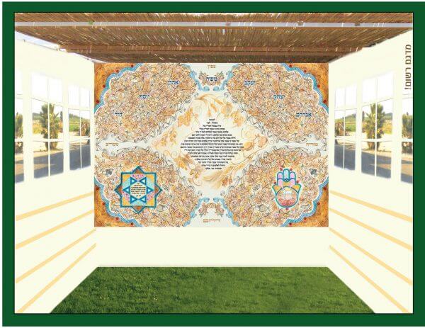 Sukkah Walls Gorgeous Mural Cotton Decorative Sukkah Walls Sukkah 2 Meters / 79" Lamnatzeach 
