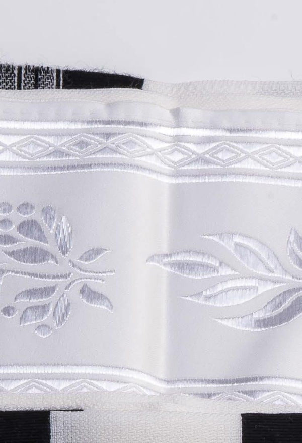 Tallit Atarah Neckband - Fancy White Cloth 