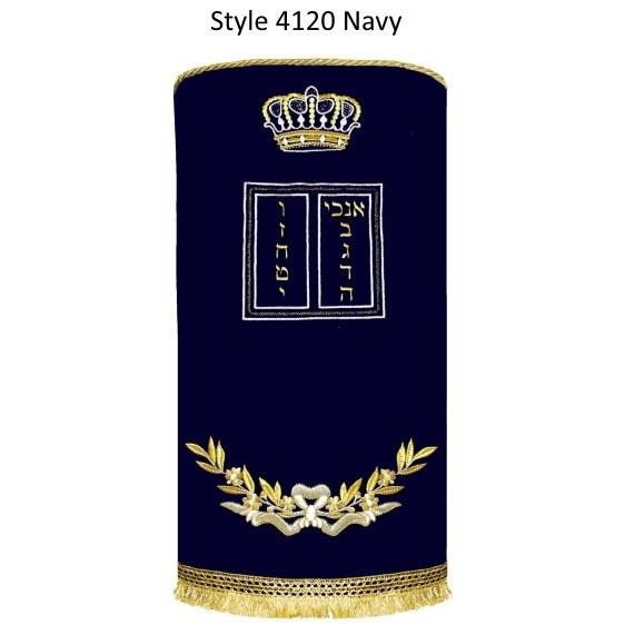 Torah Mantles Torah Covers & Mapah KF4127 Shown in Navy 