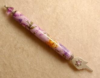Torah Pointer Smooth Glossy Crystals Butterflies and Purple Flowers 
