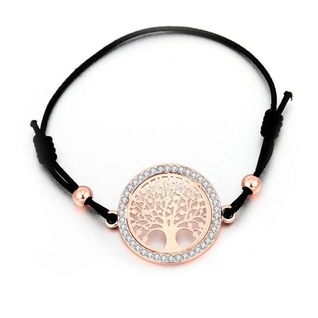 Tree Of Life Adjustable Cord Charm Bracelet rose gold 