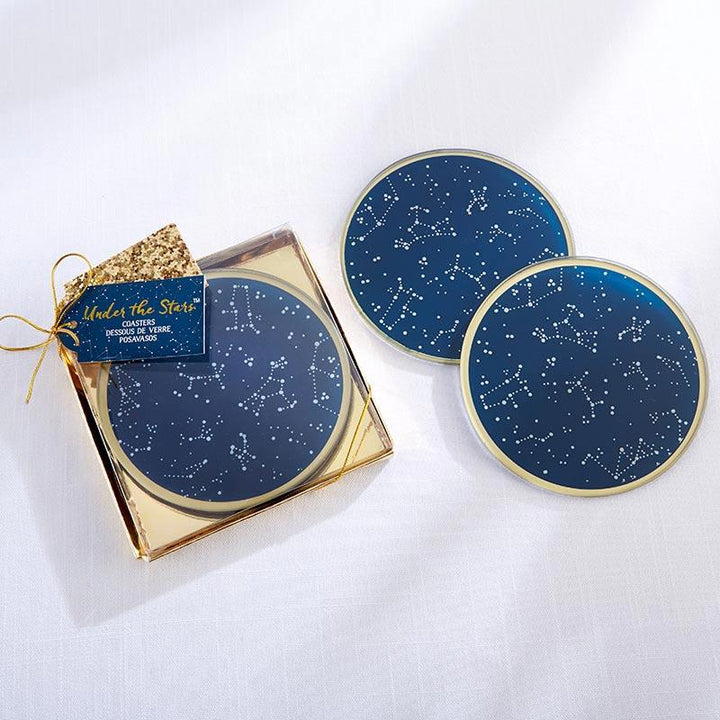 Under the Stars Mr. and Mrs. Cake Topper Under the Stars Glass Coaster (Set of 2) 